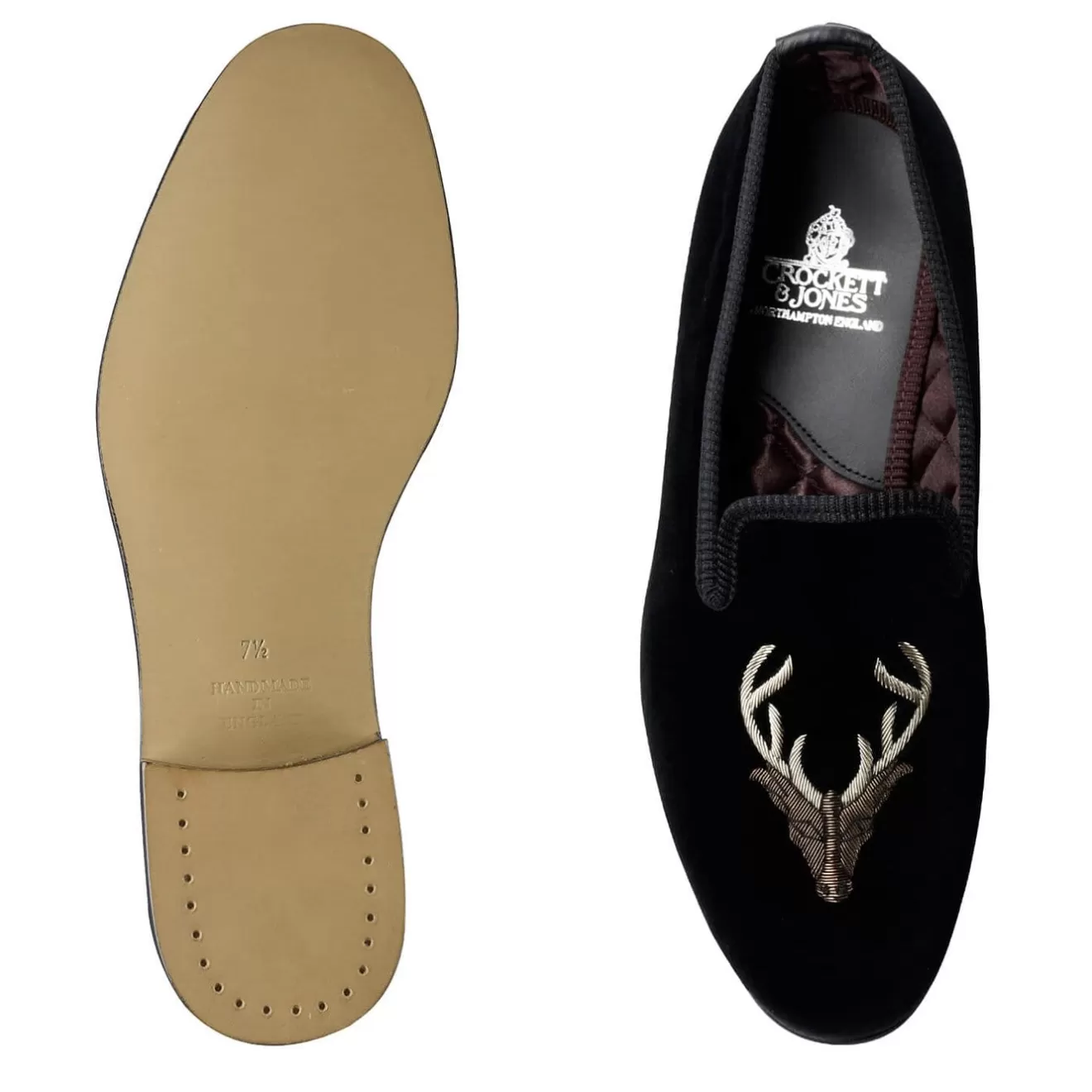 Main Collection | Velvet Slippers | Crockett & Jones Stags Head